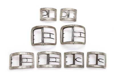 Lot 72 - Four pairs of George III silver shoe buckles