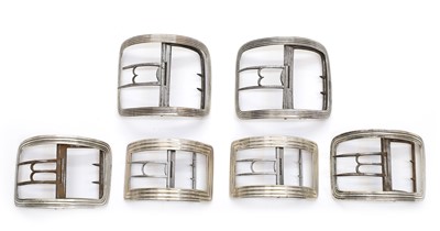 Lot 72 - Four pairs of George III silver shoe buckles