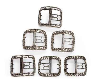 Lot 72 - Four pairs of George III silver shoe buckles