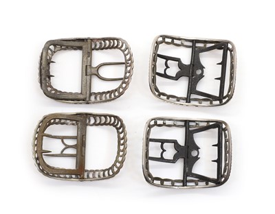 Lot 72 - Four pairs of George III silver shoe buckles