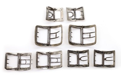 Lot 72 - Four pairs of George III silver shoe buckles
