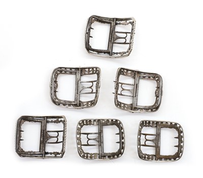 Lot 72 - Four pairs of George III silver shoe buckles