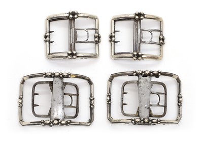 Lot 78 - Two pairs of George III silver shoe buckles