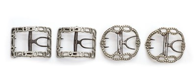 Lot 70 - Two pairs of George III silver shoe buckles