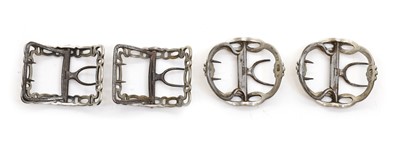 Lot 70 - Two pairs of George III silver shoe buckles