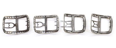 Lot 58 - Two pairs of George III silver shoe buckles