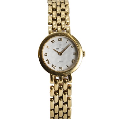 Lot 373 - An 18ct gold ladies' Festina quartz bracelet watch