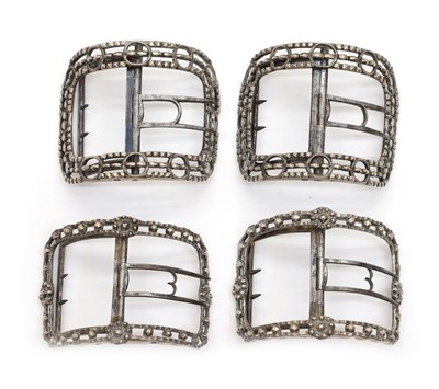 Lot 57 - Two pairs of George III silver shoe buckles