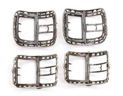 Lot 57 - Two pairs of George III silver shoe buckles