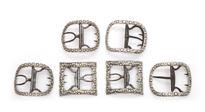 Lot 76 - Three pairs of George III silver shoe buckles