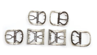 Lot 76 - Three pairs of George III silver shoe buckles