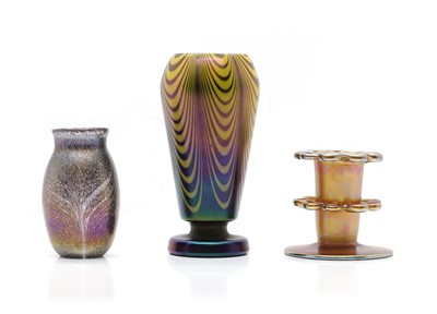 Lot 226 - A collection of three iridescent glass items