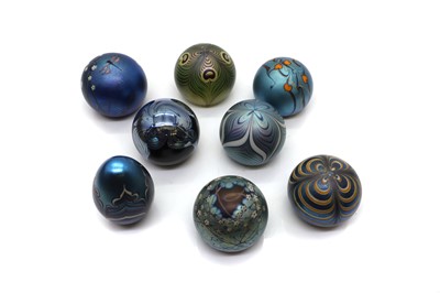 Lot 205 - A group of eight iridescent glass paperweights