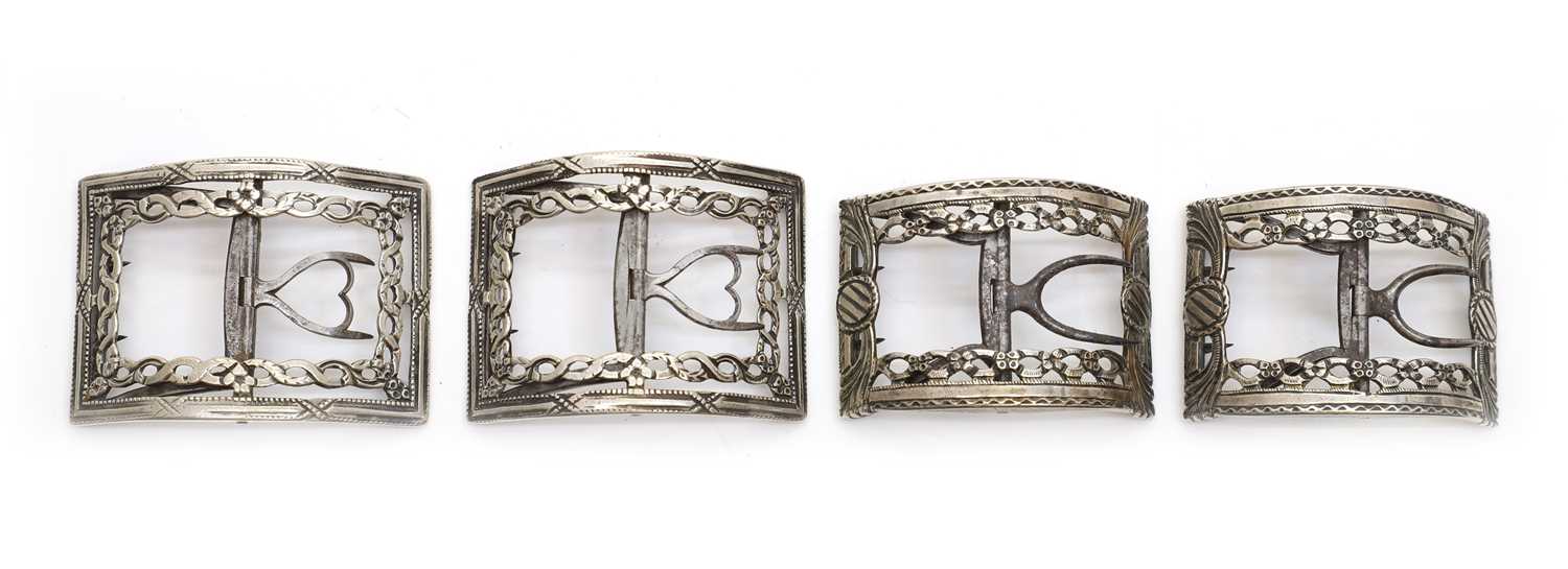 Lot 81 - Two pairs of George III silver belt buckles