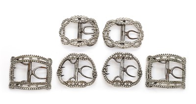 Lot 85 - Two pairs of George III silver shoe buckles