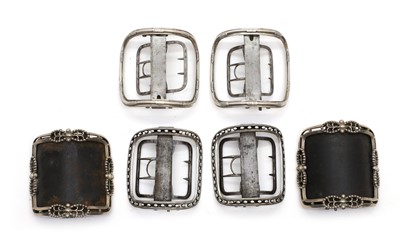 Lot 85 - Two pairs of George III silver shoe buckles