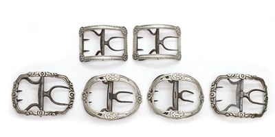 Lot 85 - Two pairs of George III silver shoe buckles