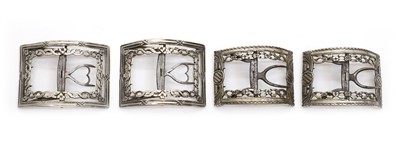 Lot 85 - Two pairs of George III silver shoe buckles