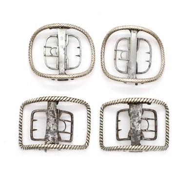 Lot 85 - Two pairs of George III silver shoe buckles