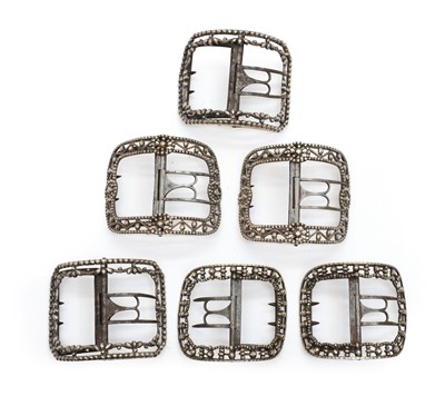 Lot 64 - Three pairs of George III silver shoe buckles