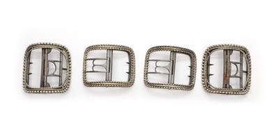 Lot 64 - Three pairs of George III silver shoe buckles