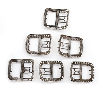 Lot 64 - Three pairs of George III silver shoe buckles