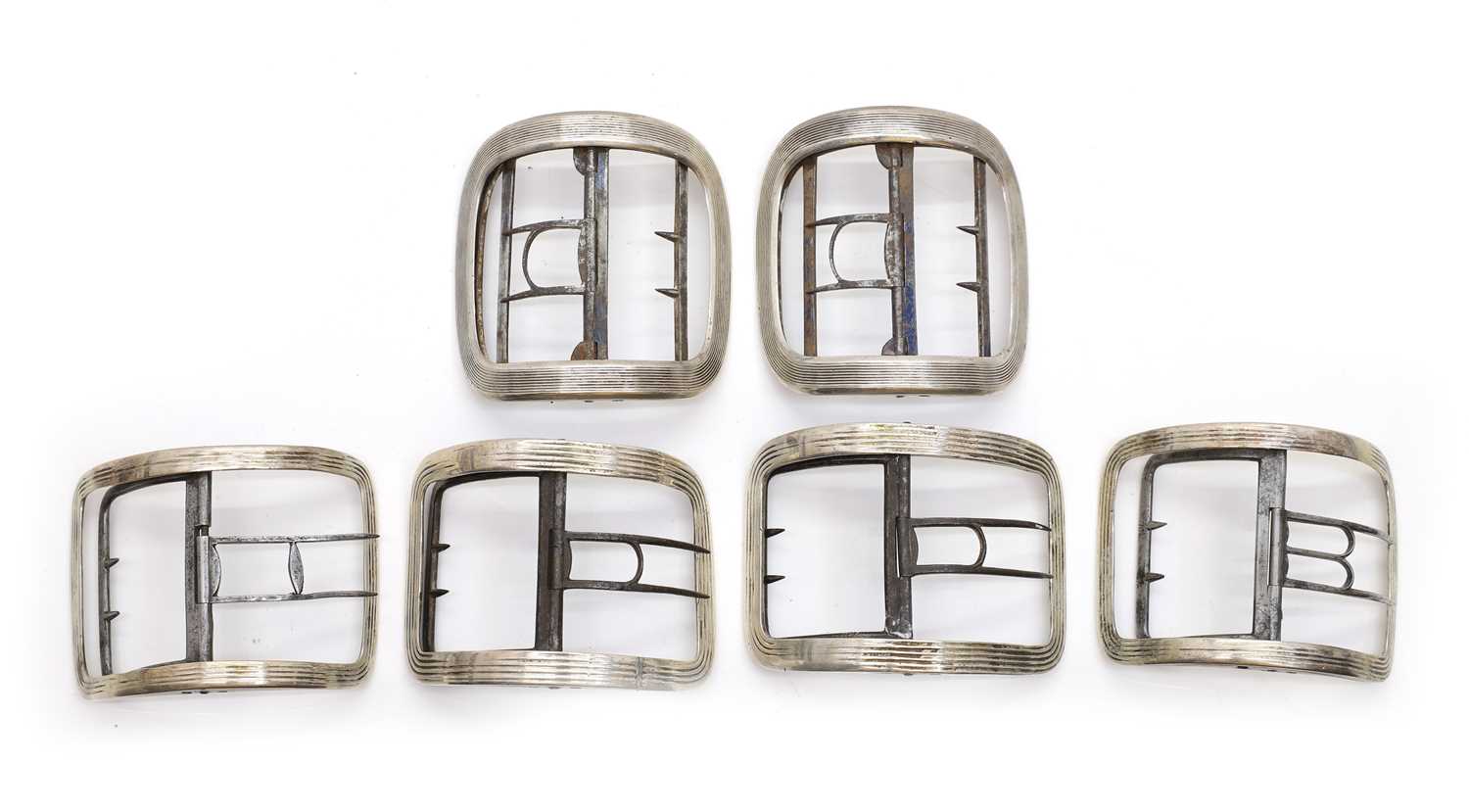 Lot 59 - Three pairs of George III silver shoe buckles