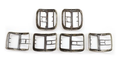 Lot 59 - Three pairs of George III silver shoe buckles