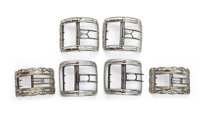 Lot 84 - Three pairs of George III silver shoe buckles