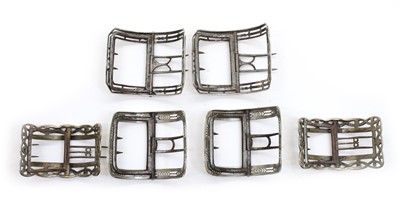 Lot 84 - Three pairs of George III silver shoe buckles