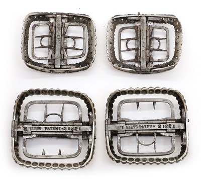 Lot 80 - Two pairs of Eley type silver shoe buckles