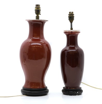 Lot 60 - Two Chinese sang-de-boeuf glazed vases