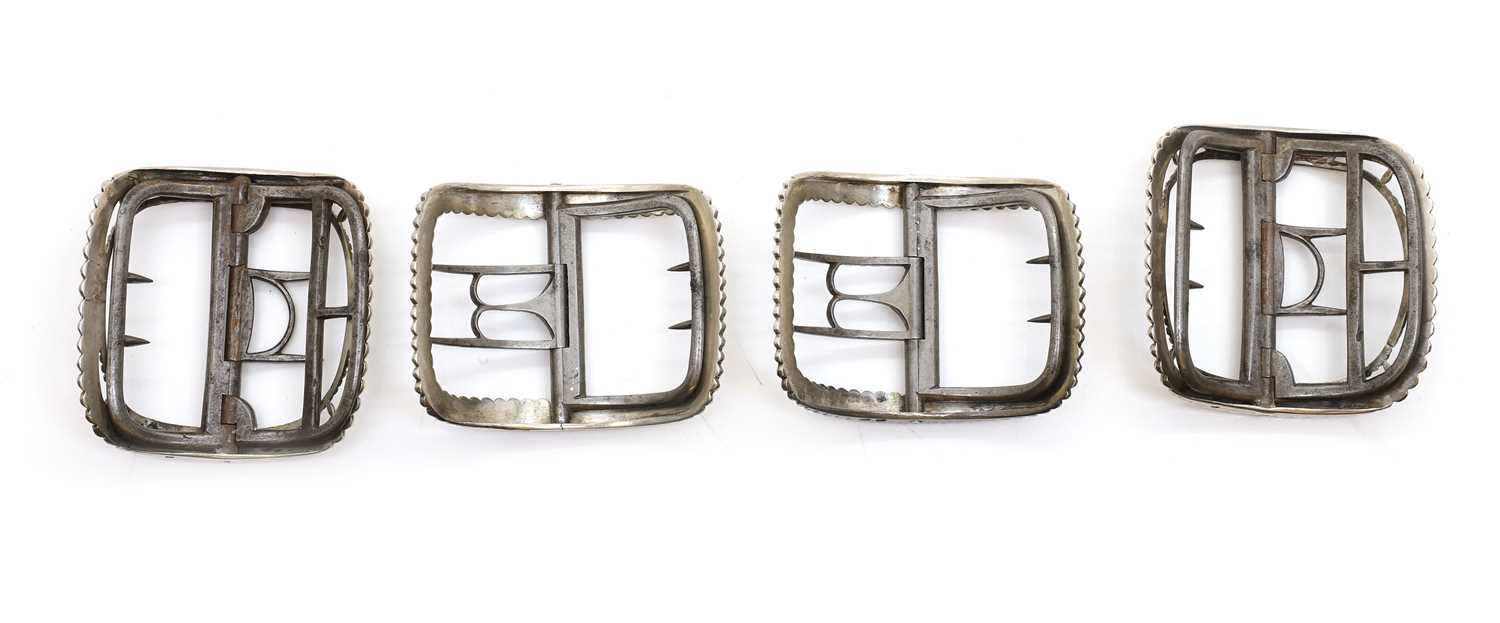 Lot 66 - Two pairs of George III silver shoe buckles