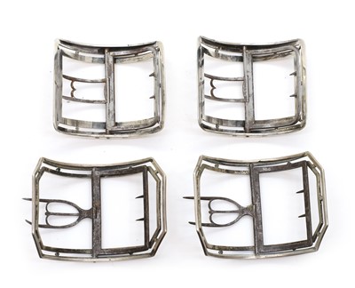 Lot 74 - Two pairs of George III silver buckles
