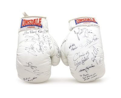 Lot 332 - A pair of signed Lonsdale boxing gloves