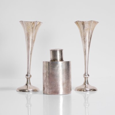 Lot 407 - A pair of Chinese silver spill vases