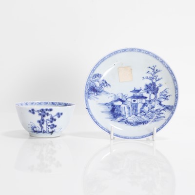 Lot 373 - A Chinese Nanking Cargo blue and white teacup and saucer