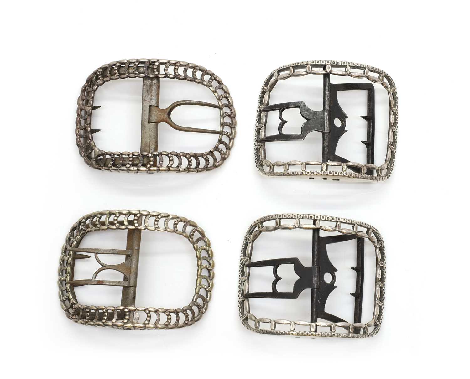 Lot 77 - Two pairs of George III silver shoe buckles