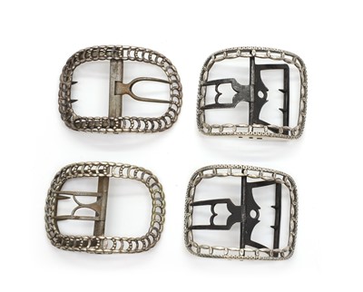 Lot 77 - Two pairs of George III silver shoe buckles