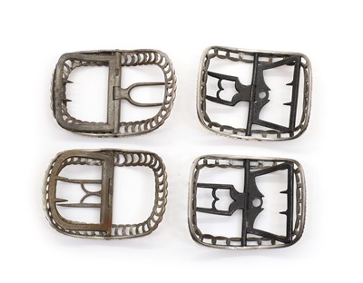 Lot 77 - Two pairs of George III silver shoe buckles