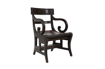 Lot 535 - A metamorphic mahogany elbow chair