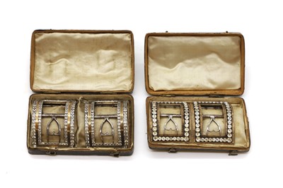 Lot 111 - Two pairs of cased shoe buckles