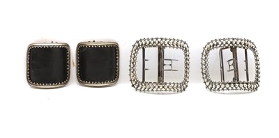 Lot 109 - Two cased pairs of silver shoe buckles