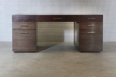 Lot 447 - An Art Deco-style teak pedestal desk