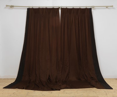 Lot 397 - Two pairs of dark brown woollen curtains