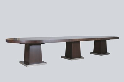 Lot 430 - A 'D' end Indian rosewood-veneered dining table