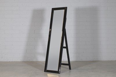 Lot 466 - A black lacquer cheval mirror