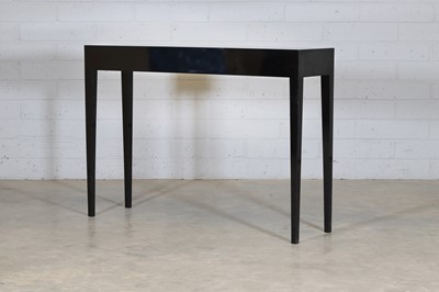 Lot 417 - An oak black-lacquered console table