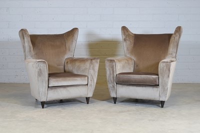 Lot 459 - A pair of wingback armchairs