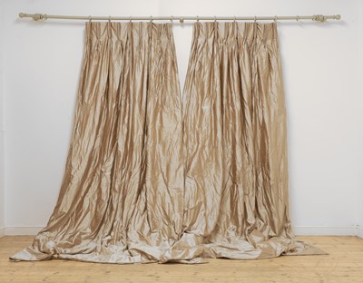 Lot 392 - Four pairs of oyster-coloured silk curtains